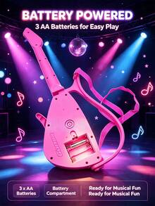Rock Guitar Microphone Set, Made Of Hard Plastic, Built-In Interactive Sound Effects, Realistic Microphone With Adjustable Stand, Cartoon Mini Keyboard, And Cool Design, Suitable For Home Leisure Singing And Playing, Children's Music Experience, Leisure Playing And Singing, Discovering Musical Interest - Multicolor - View 6