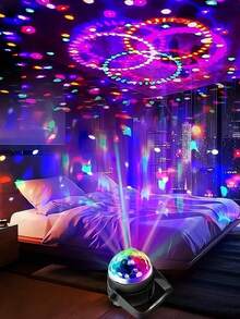 1pc USB Powered RGB Crystal Ball Light With Remote Control, Sound Activated Rotating Stage Atmosphere Light, Suitable For Home, KTV, Birthday, Bar And Club Decoration - Black - View 2