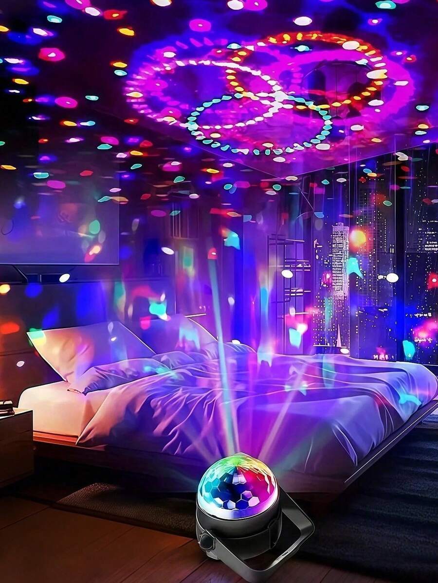 1pc USB Powered RGB Crystal Ball Light With Remote Control, Sound Activated Rotating Stage Atmosphere Light, Suitable For Home, KTV, Birthday, Bar And Club Decoration