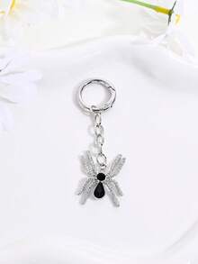 1pc Halloween Gothic Rhinestone Spider Bow Cross Faux Pearl Keychain Bag Charm, Car Decor, Couple Pendant, Party Gift - Multicolor - View 15