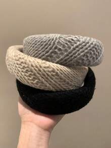 1pc Minimalist Chunky Knit Wide Headband, Elegant Versatile High-Crown Hair Accessory For Women - Multicolor - View 3