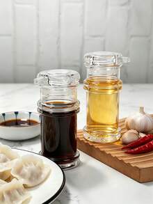 1pc Plastic Transparent Seasoning Bottle, Acrylic Sauce & Vinegar Dispenser For Kitchen, Restaurant, Home Storage - Multicolor - View 1