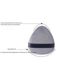 1pc Tongue-Shaped Water Drop Powder Puff, Flocked Soft Triangle Pointed Makeup Tool - Grey - View 3