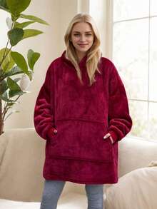 Unisex Wearable Hooded Blanket, Oversized Hooded Blanket Sweatshirt, Comfortable Warm Fleece Blanket With Sleeves And Large Pockets, Suitable For Adults, Indoor And Outdoor Use, Perfect Gift - Multicolor - View 16