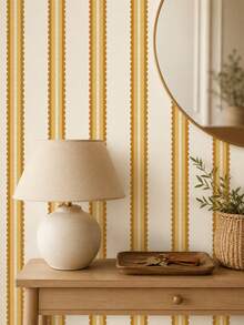 SUPSTICKER Retro Boho Scalloped Stripe Wallpaper, Removable Matte Finish, 40x120cm/40x300cm, For Bedroom, Living Room & Entryway - 1PC - View 10