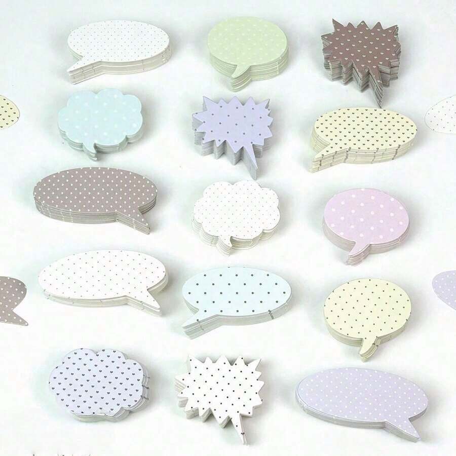 Notas adhesivas con caja de diálogo asimétrica, material de embalaje estilo coreano, suministros para planificador, material de embalaje de tarjetas lindas, paquete mixto, esencial para volver a la escuela, múltiples estilos asimétricos, material de cartón, superficie de escritura clara, adecuado para embalaje de tarjetas pequeñas, decoración de collage - Unitalla - Ver 1