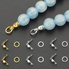 600 st DIY-assortiment av kopplingsringar och delar, inklusive hoppringar och spännen, lämpligt för flätning, DIY-smycken, halsband, armband, nyckelringar, pärlkopplingar, ändkapslar, avslutningsspännen, öppna hoppringar och smyckespännen, tillbehörsmaterial för smyckestillverkning - Knapp & ögla - Visa 10