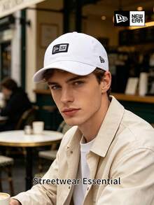 New Era White Baseball Cap, Classic Logo Patch Curved Brim Hat, Adjustable Casual Streetwear Style, Unisex - White - View 3