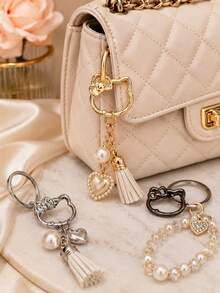 3pcs Sanrio Hello Kitty Charms For Jewelry Making, 3PCS Cat Head Carabiner Keychain Clasp, Metal Spring Clasp, , DIY Bag Charm & Keyring Accessories - Charms - View 2