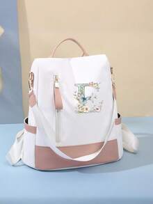 1PC Anti-Theft Laptop Backpack, Anti-Cut Back Design, Business Commute Student Large Capacity Backpack, Fits 14-15.6 Inch Laptop, Minimalist Color Block Fashion, Unisex - Pink - View 10