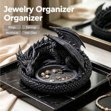 3D Printed Dragon Figurine Storage - Gothic Dark Fantasy - Dragon Statue - Key & Coin Holder - Unique Desktop Decor - Decorative Ornament - Gothic Style - Dragon Lover - Vintage Black Dragon - Realistic Texture - Multicolor - View 7