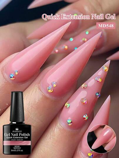 MSRUIOO 1pc 8ml Quick Extension Nail Gel Polish , Nude Pink Builder Gel Varnish For Finger Extend , UV LED Cured, Long Lasting Nails, Semi Permanent Soak Off Nail Extension Gel For Manicure Home And Salon Nail Supplies