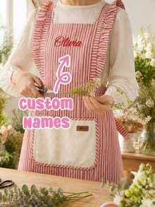 Customizable Kitchen Apron - Personalized Design, Photo Or Text - Woven Polyester Cooking Apron, Washable, Warm, Custom, Unique, Personalized, Ideal Gift For Boyfriend, Girlfriend, Family, Friends, Suitable For Sofa, Bed, Car, Tea Room, Bedroom, Living Room, Bathroom, Dining Room And Other Places. - Multicolor - View 2