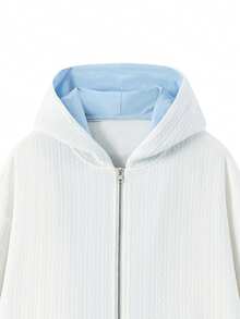 NBCT Women's Solid Color Hooded Zip-Up Jacket, Multi-Color Options, Functional Style Outdoor Loose Fit Versatile Sports Outerwear - White - View 5