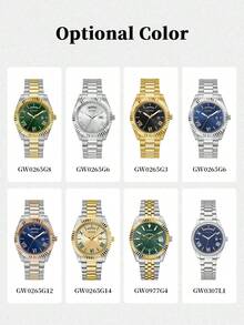 Jam Tangan Quartz Mewah Pria GUESS, Tampilan Tanggal dan Hari, Tali Stainless Steel Dua Warna, Tahan Air 50M, GW0265G8 - Perak - View 10