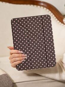 1件棕粉波點平板保護殼，相容 iPad Mini6/7/Air/Air2/9.7/10.2/10.5/10.9 (Air4-Air8)/Pro 11/10th Gen/A16/Pro 11 2024，彩繪圖案平板套，透明壓克力背殼，絲綢質感 8 折支架，自動休眠/喚醒，內建筆槽，不含筆，部分機型附相機框 - 彩色 - 查看 4