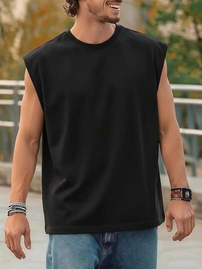Men's Summer Casual Solid Color Round Neck Tank Top