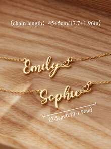 [Customized Necklace]Personalized Stainless Steel Name Necklace With Heart, Birthday Gift - Multicolor - View 2
