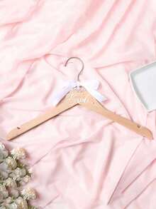 Wedding Hanger Set, Wooden Wedding Dress Hanger, Suit And Off-Shoulder Dress Hanger With Ribbon, Suitable For Bride And Groom, Perfect For Wedding Dress And Suit, Wedding Accessories, Wedding Decoration Items - Multicolor - View 3