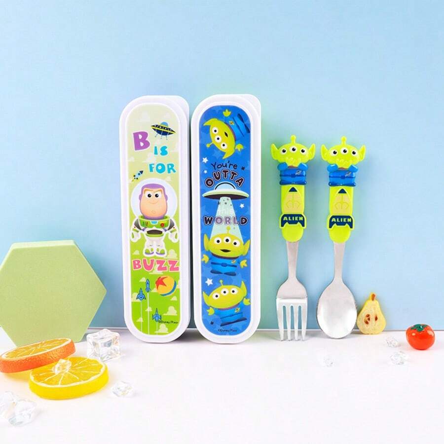 Disney 迪士尼官方授權不鏽鋼餐具組:「動物方舟」湯匙與叉子套組,附收納盒 - 彩色 - 查看 1