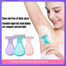 3pcs Women's Shaving Razor Set, Home Hair Removal Device For Underarm, Leg And Pubic Hair Trimming And Cleaning, Private Area Shaving Razor, Leg Shaving Razor, Replaceable Blade Head, Christmas, Back To School, Holiday, New Year Gift, Perfect Party Gift, Party Favor, Women's Gift, Perfect Gift For Mom - Multicolor - View 2