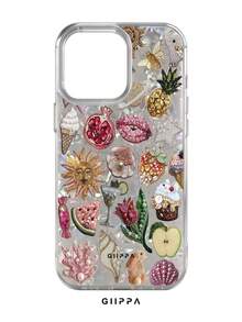 GIIPPA 1件水果與花卉混搭圖案設計手機殼，適用於Phone 17 Pro Max，相容於Phone 16 Pro Max、15 Pro Max、14 Pro Max、11/12/13/14/15/16 Pro Max Plus，韓系高級時尚趣味優雅設計，男女通用，送女友的完美聖誕節、情人節、復活節、婚禮季及生日禮物！ - 彩色 - 查看 6