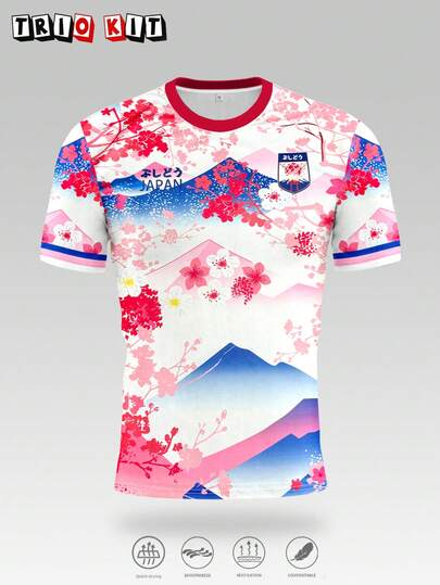 Japanese Men's Soccer Jersey & Bushido Pattern Lightweight Soft & Match, Training, Casual Wear & Samurai Spirit
