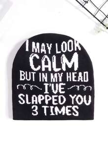 1pc Unisex Street Style Jacquard Knit Beanie Hat, Versatile Pullover Cap, Hip Hop Outdoor Skiing Knit Cold Weather Hat, Sports Cycling Camping Warm Windproof Woolen Hat - Stylish Knit Beanie - View 7
