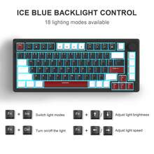 Teclado mecánico para juegos MageGere -STAR75, control de perilla, teclado compacto del 75% con retroiluminación azul, teclado para juegos con interruptores amarillos, carcasa portátil EVA silenciosa, compatible con sistema Windows de PC - blanco negro - Ver 3