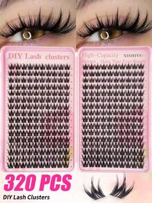 320pcs Single Lash Clusters, Lash Cluster Set, Fine Lash Clusters, Natural Lash DIY Lash Extension Set, Cluster Lash Set (320 Clusters, 10-16mm) - Lightweight Natural Style Lash Extension Set, Featuring Fine Stem Design, Includes Adhesive And Setting Liquid, Suitable For Home DIY. - Multicolor - View 3