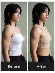 1pc Women Chest Binder, Microshaping Camisole Top, Trans FTM Binder, Adjustable Seamless Compression Vest For Large Bust - Apricot - View 2