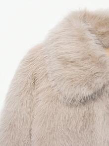 DEEKA Autumn/Winter New Women's European And American Style Fashion Minimalist Versatile Double-Sided Faux Fur Effect Jacket - Beige - View 6