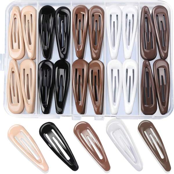 50pcs/Box 5cm Water Drop BB Clip Cream Color Resin Hair Clips Side Clips For Women, Hair Accessories