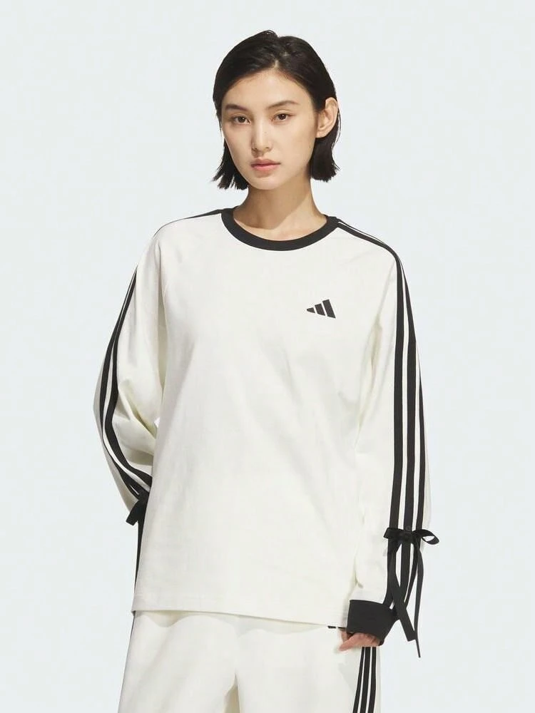 Adidas Women's DANCE LS TEE2 Long Sleeve Knit Collarless T-Shirt TKG3859 - White - View 1