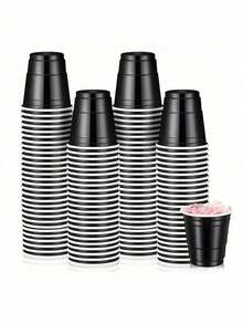 10/20pcs Bullet Cups, 2oz Mini Party Cups, Reusable Small Cups For Party Games, Suitable For Liquor, Cocktails, Wine, Condiments, Snacks, Juice. Perfect For Any Party! - Black - View 1
