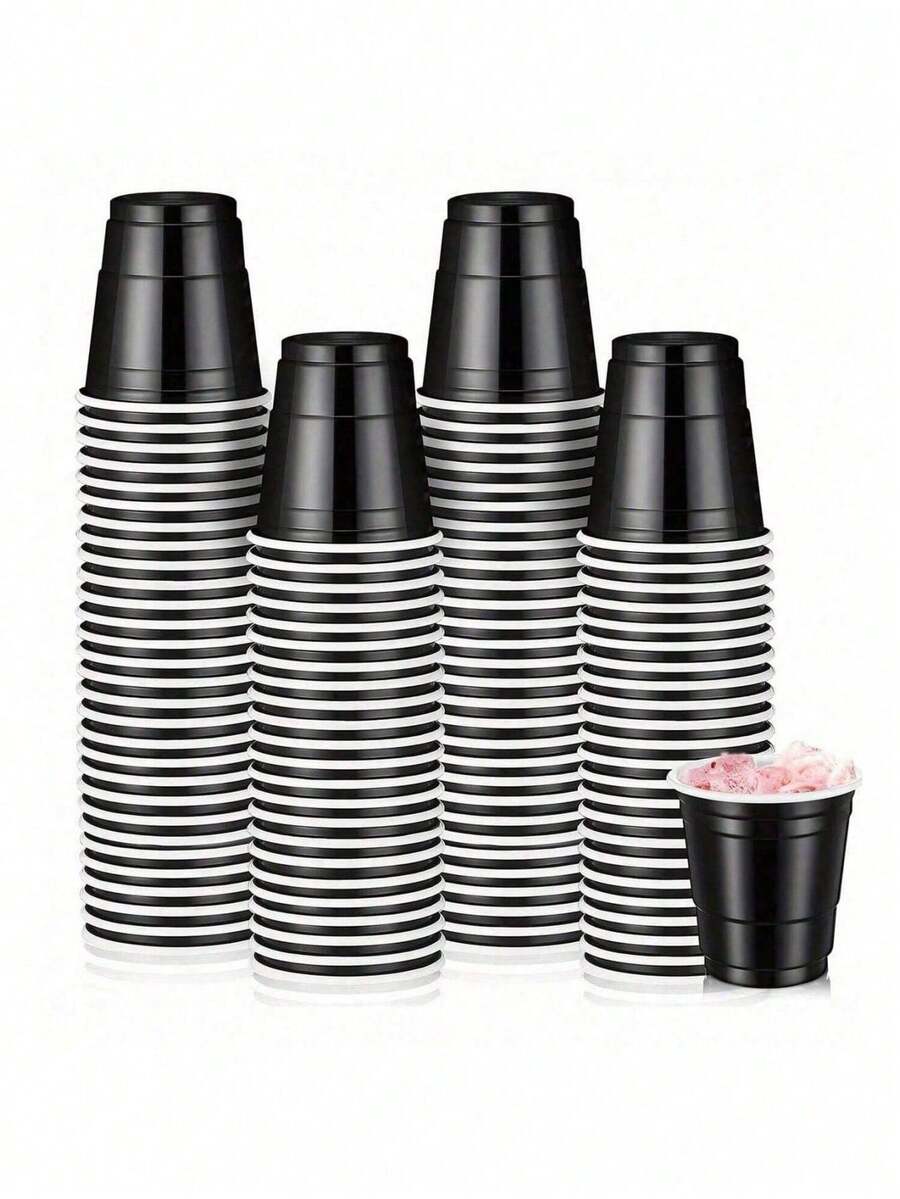 10/20pcs Bullet Cups, 2oz Mini Party Cups, Reusable Small Cups For Party Games, Suitable For Liquor, Cocktails, Wine, Condiments, Snacks, Juice. Perfect For Any Party! - Black - View 1