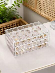 1pc Transparent Acrylic Cosmetic Storage Box, Multi-Layer Storage Box With Drawers, Suitable For Vanity, Lipstick Rack, Vacation Beach, Bathroom And Bedroom Storage, Large Capacity Vanity Tabletop Organizer - Clear - View 7