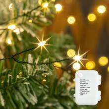 Christmas Decor LED Fairy String Lights 8 Twinkle Modes Battery Operated Warm Lighting For Home Party, Batteries Not Included - Dark Green - View 6