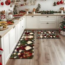 1/2/3 alfombrillas de cocina suaves y absorbentes: diseño con motivos navideños y chimenea: lavables, fáciles de limpiar: perfectas para decorar casas de campo, baños, pasillos, lavabos y lavaderos, para la decoración navideña del hogar y de las habitaciones, y para la decoración navideña en general. - Estilo 32 - Ver 2