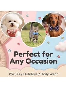 12/36pcs Cartoon Print Pet Bow Tie & Necktie With Adjustable Elastic Band, Universal Decoration For Small And Medium Dogs And Cats, Suitable For Daily Wear, Parties And Pet Photography, Sweet Gift For Birthday And Christmas To Make Pets Happy - Multicolor - View 9