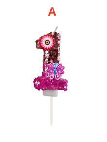 1 Stück farbige Glitzerkerze für Geburtstag, mit roségoldenem Glitzer im oberen Teil und magentafarbenem irisierendem Glitzer im unteren Teil, kombiniert mit kleinen Blumen und lila-rosa Schmetterling aus weichem Gummi. Geeignet für Halloween-Dekoration, Weihnachten - Verschiedenfarbig - Übersicht 13