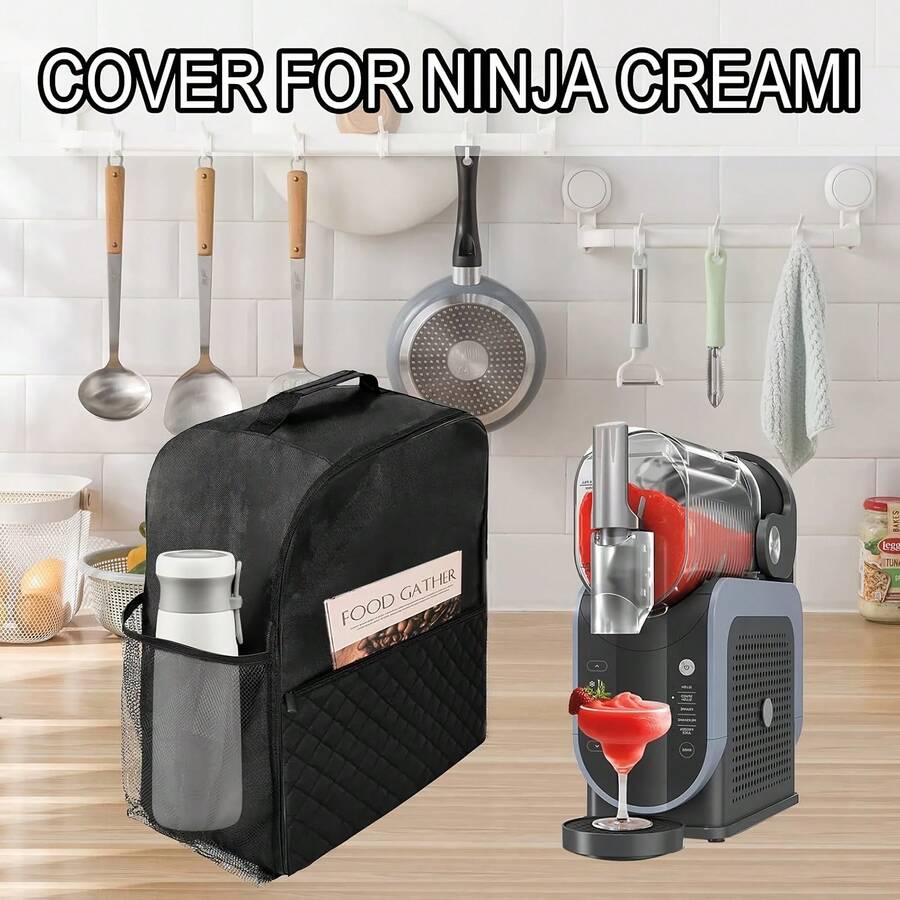 Ice Cream Maker Dust-Proof Storage Bag Quilted Thickened Protective Cover, Portable Handheld Ice Cream Maker Storage Bag Anti-Scratch Anti-Dust Home Cold Drink Machine Storage Bag, Compatible With Ice Cream Maker Outdoor Travel Dust-Proof Protective Storage Accessory - Black - View 1