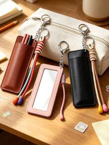 Travel Jewelry Bag Keychain, Makeup Brush Storage Bag, Portable Makeup Mirror Keychain, With Mirror, Lipstick Storage Makeup Bag, Bag Pendant - Multicolor - View 1