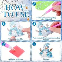 12pcs Christmas Diamond Painting Keychain Set, Colorful Snowman DIY Gem Painting Keychain, Full Crystal Rhinestone Stickers, Suitable For Christmas Craft Materials - Sets - View 8
