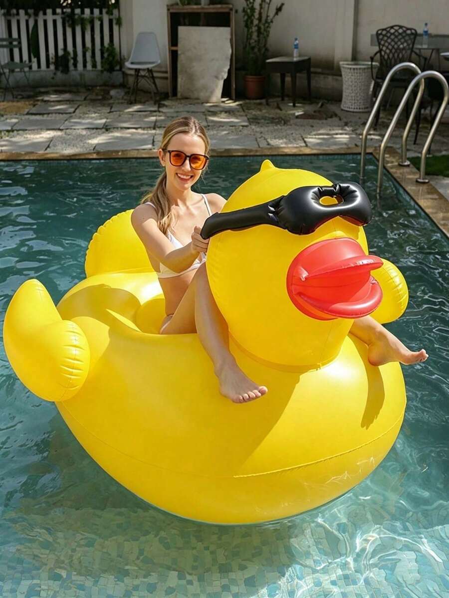 Suitable For Swimming Pool Use. Adult-Sized Inflatable Seat Float, Perfect For Relaxing And Leisure During Vacations, Large White Goose Inflatable Water Float Ride - Upgraded Version - View 1