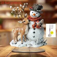 2D Flat, 2D, Decoration, Universal, Home & Living, 1 Piece Set, 2D Flat Bohemian Style Acrylic Snowman And Deer Decor, Multi-Functional Winter Theme Home, Bedroom, Garden - A - View 5