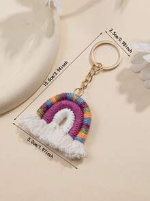 Set Of Exquisite Handmade Woven Rainbow Tassel Keychains, Suitable For Women And Girls, Can Be Used As Handbag Decoration, DIY Keychain Or Gift, Random Color - Multicolor 2 - View 4