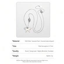 DARA Akoya Pearl Pendant S925 Silver 6-7mm Round Pearl Butterfly Design Playful & Lively Style - Multicolor - View 4