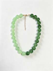 1 pièce Collier de perles bicolore en acier inoxydable avec effet de nuage, perles rondes géométriques bohèmes style européen & américain, accessoire pour femmes, cadeau de vacances, port quotidien - Collier en acier inoxydable orné de perles de résine faites à la main - Voir 17