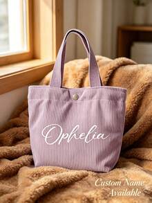 Customized Personalized Corduroy Tote Bag, Easy To Carry, Suitable For Storing Personal Items, Ideal For Daily Commute, Shopping, Short Trips - Multicolor - View 6